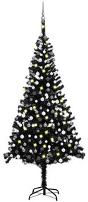 vidaXL Árvore Natal artificial pré-iluminada c/ bolas 240cm PVC preto