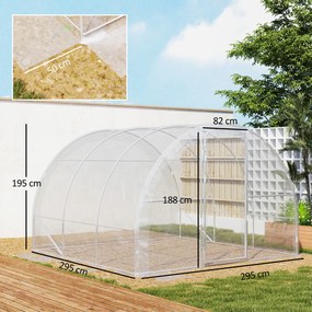 Estufa de jardim tipo túnel 3 x 3 x 2 m (9 m²) com porta articulada e lona em PE de 150 g/m² para legumes, plantas e flores transparente