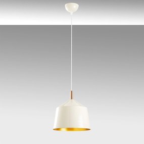 Candeeiro Chandelier Saglam – Branco, Dourado e Cobre – Diâmetro 25 cm