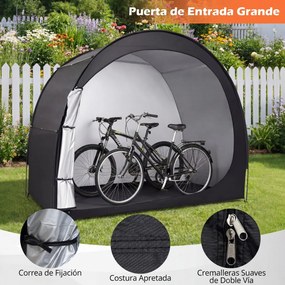 Abrigo para Bicicletas, 210 x 123 x 171 cm, Impermeável, Preto