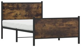 Estrutura de cama sem colchão 107x203 cm metal carvalho fumado