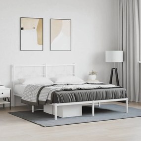 Estrutura de cama com cabeceira 160x200 cm metal branco