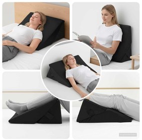 vidaXL Travesseiro em Wedge Outros Preto 55 x 55 x 26 cm