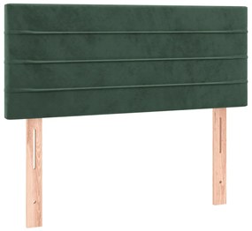 Cabeceira de cama c/ luzes LED veludo 80x5x78/88cm verde-escuro