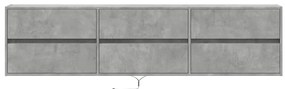 Móvel de parede p/ TV c/ luzes LED 180x31x45 cm cinza cimento