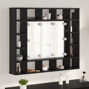 vidaXL Armário de Espelho com espelho Carvalho preto 91 x 15 x 76.5 cm