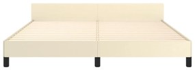 Estrutura de cama c/ cabeceira couro artificial 180x200cm creme