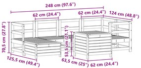 7 pcs conjunto de sofás para jardim pinho maciço branco