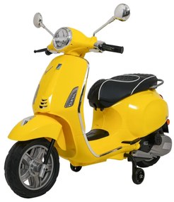 Vespa eletrica para crianças 12V ROMA, Rodas Espuma EVA, assento couro ecológico Amarela