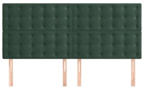 Cabeceira de cama 4 pcs veludo 90x5x78/88 cm verde-escuro