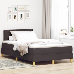 Cama Box com Colchão Castanho Escuro 120x200 cm Tecido