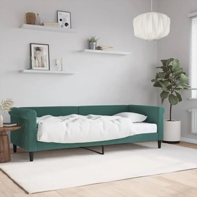 Sofá-cama com colchão 80x200 cm veludo verde-escuro