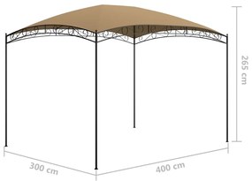 Gazebo 3x4x2,65 m 180 g/m² cinzento-acastanhado