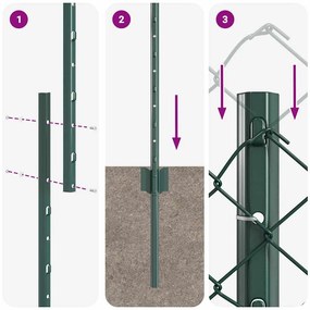 Cerca Em Malha com 10 Postes U Verde 1x10 m Aço