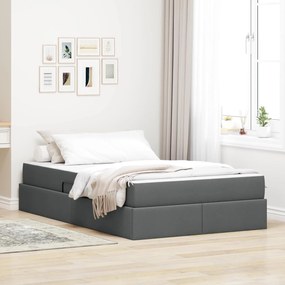vidaXL Cama com arrumação e colchão Cinza Escuro 120 x 190 cm