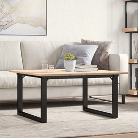 Mesa de centro estrutura em O 80x80x45 cm pinho e aço