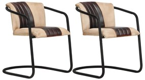 vidaXL Cadeiras de jantar 2 pcs couro genuíno castanho
