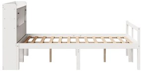 Cama com estante sem colchão 135x190 cm pinho maciço branco