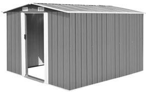 143341 vidaXL Abrigo de jardim 257x298x178 cm metal cinzento