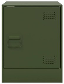 Mesas de cabeceira 2 pcs 34,5x39x44 cm aço verde azeitona