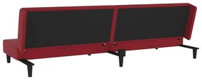 Sofá-cama 2 lugares com duas almofadas veludo vermelho tinto