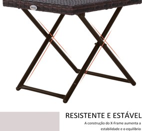 Mesa de Jardim em Vime Sintético Mesa de Terraço Exterior Dobrável com