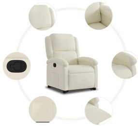 Poltrona reclinável elevatória veludo cor creme