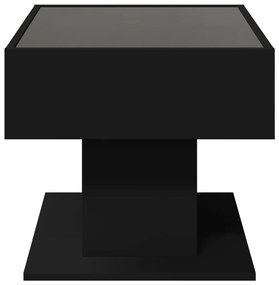 Mesa de centro c/ LEDs 70x50x45 cm derivados de madeira preto