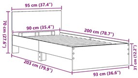 estrutura de cama Madeira Velha 90x200 cm Madeira Ingenheirada