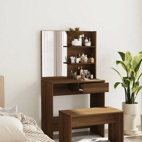 vidaXL Toucador com espelho 74,5x40x141 cm cor carvalho castanho
