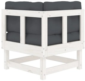 Sofás de canto com almofadões 2 pcs pinho maciço branco