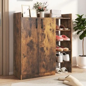 Sapateira 83 x 31,5 x 91 cm para guardar sapatos com prateleiras ajustáveis em 3 posições Castanho