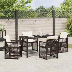 Conjunto de Jantar de Jardim vidaXL de 5 Peças com Almofadas Vime Sint