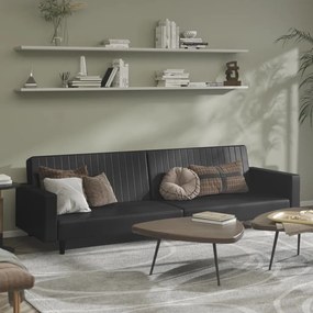 vidaXL Sofá-cama de 2 lugares couro artificial preto