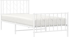 Estrutura de cama com cabeceira e pés 90x200 cm metal branco