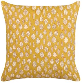 Conjunto de 2 almofadas decorativas com padrão folhas amarelo 45 x 45 cm GINNALA Beliani