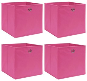 Caixas de arrumação 4 pcs 32x32x32 cm tecido rosa