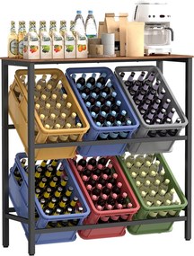 Estante para caixas de bebidas 40 x 105,4 x 117,3 cm, 2 níveis, para 6 caixas Castanho-preto