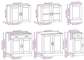 7 peças armário de cozinha conjunto Kalmar cinzento cimento