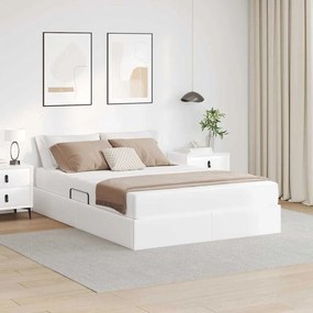 vidaXL Cama com arrumação e colchão com colchão 2 pcs Branco Couro