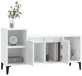 Móvel para TV 100x35x55 cm madeira processada branco brilhante
