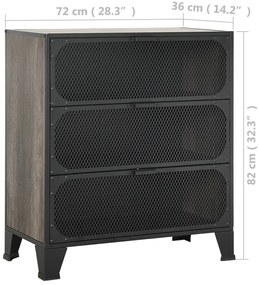 Armários arrumação 2pcs 72x36x82 cm metal e MDF cinzento