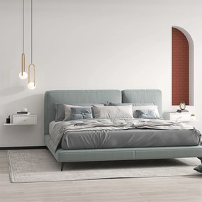 Conjunto de 2 mesas de cabeceira de parede, prateleira lateral e gaveta - 55 x 30 x 15 cm, MDF branco
