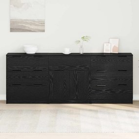 vidaXL Buffet 3 pcs Carvalho Preto 181 x 30 x 70 cm Madeira processada