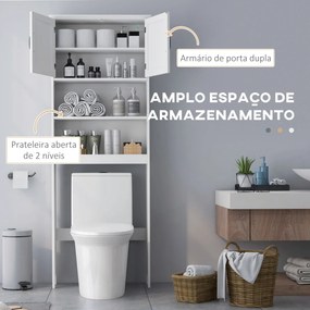 Móvel sobre Sanita Armário para Máquina de Lavar com 2 Portas Prateleiras Abertas e Ajustável 66x23x178 cm Branco