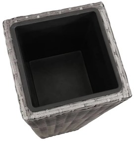 Vasos/floreiras de jardim elevados 3 pcs vime PE cinzento