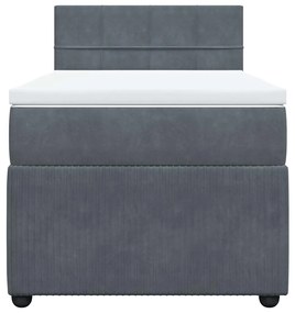 Cama com molas/colchão 100x200 cm veludo cinza-escuro
