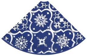 Saia de árvore de Natal luxuosa 90 cm com meia tecido azul