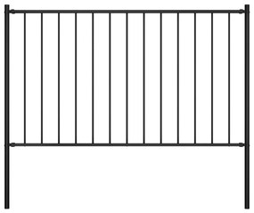 Painel de vedação c/ postes aço revestido a pó 1,7x1 m preto