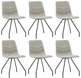 vidaXL Cadeiras de jantar 6 pcs couro artificial cinzento